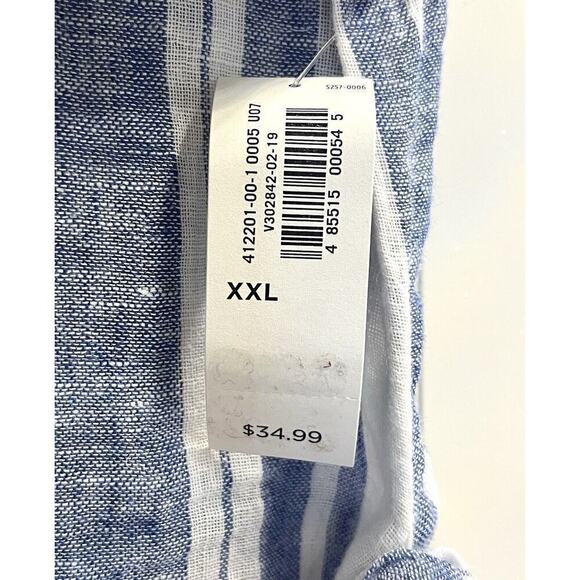 Old Navy Linen Blend Wrap Blouse Size XXL 2XL Nautical Striped Flutter Sleeves - Picture 3 of 7